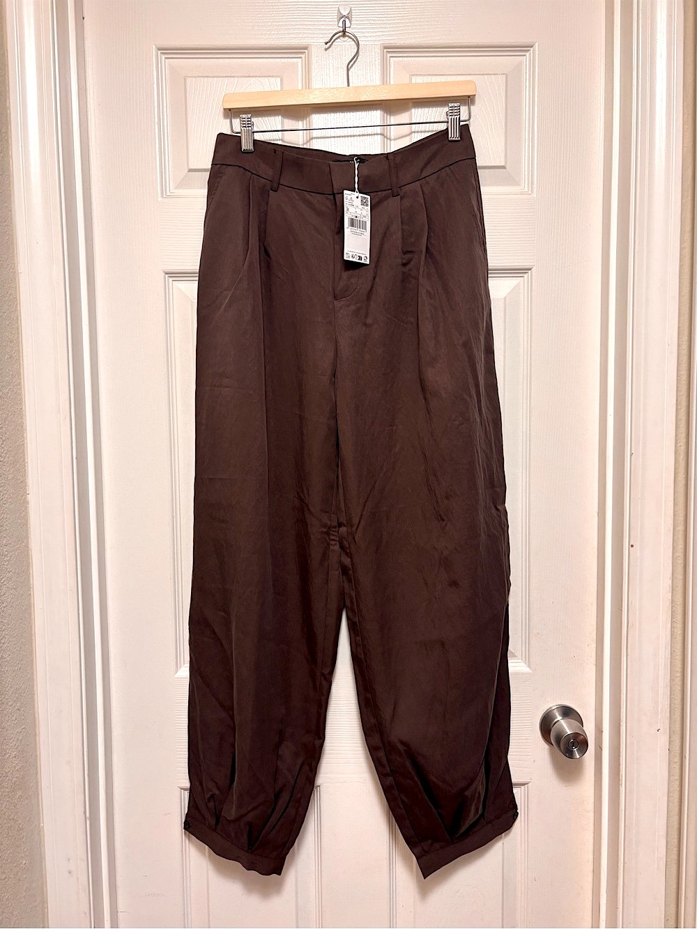 NWT MANGO Baggy Lyocell Pants in Chocolate - Picture 8 of 12